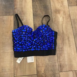 Jeweled Blue crop bra top